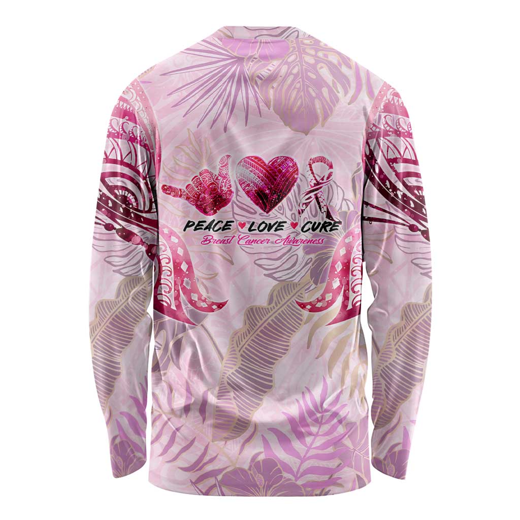 Breast Cancer Polynesian Long Sleeve Shirt I Can Do All Things Through Christ