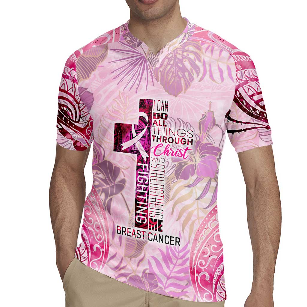 Breast Cancer Polynesian Rugby Jersey I Can Do All Things Through Christ