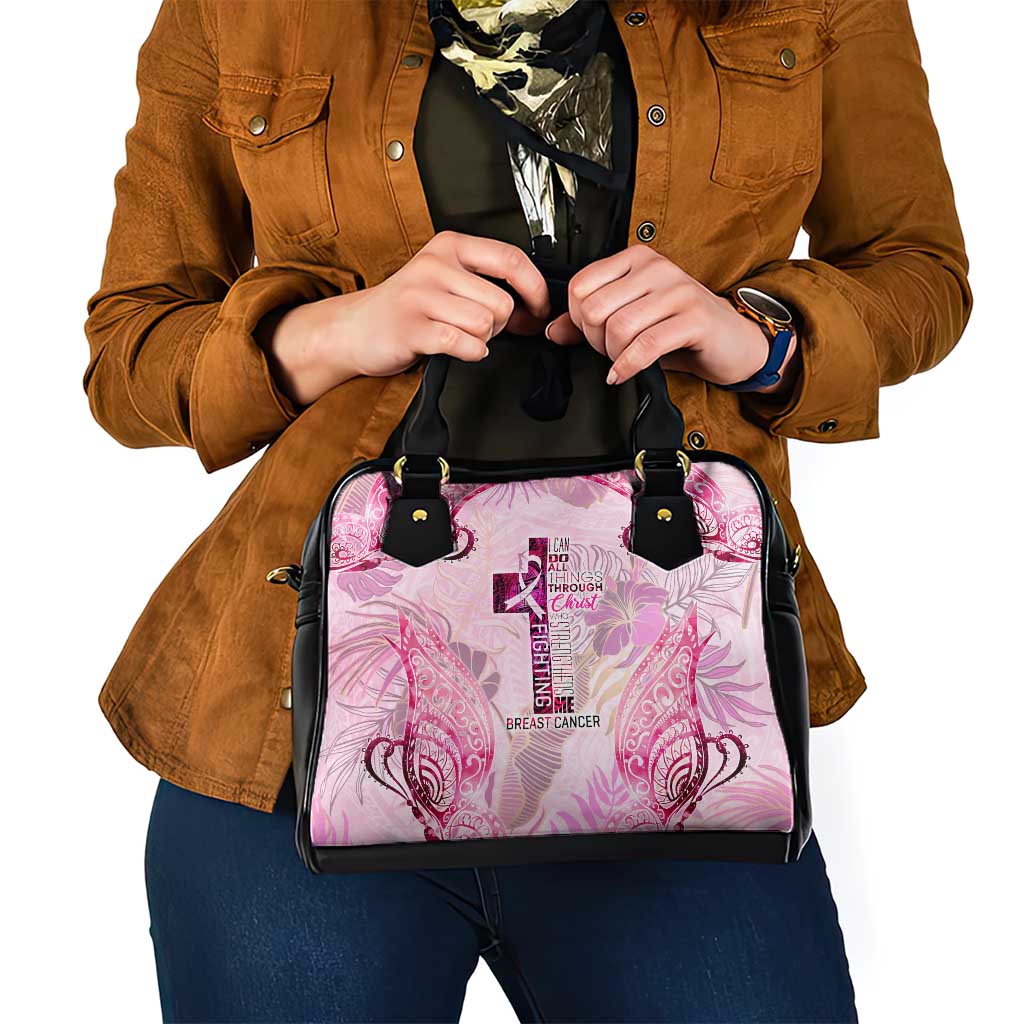 Breast Cancer Polynesian Shoulder Handbag I Can Do All Things Through Christ