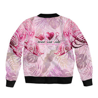 Breast Cancer Polynesian Sleeve Zip Bomber Jacket I Can Do All Things Through Christ