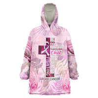 Breast Cancer Polynesian Wearable Blanket Hoodie I Can Do All Things Through Christ