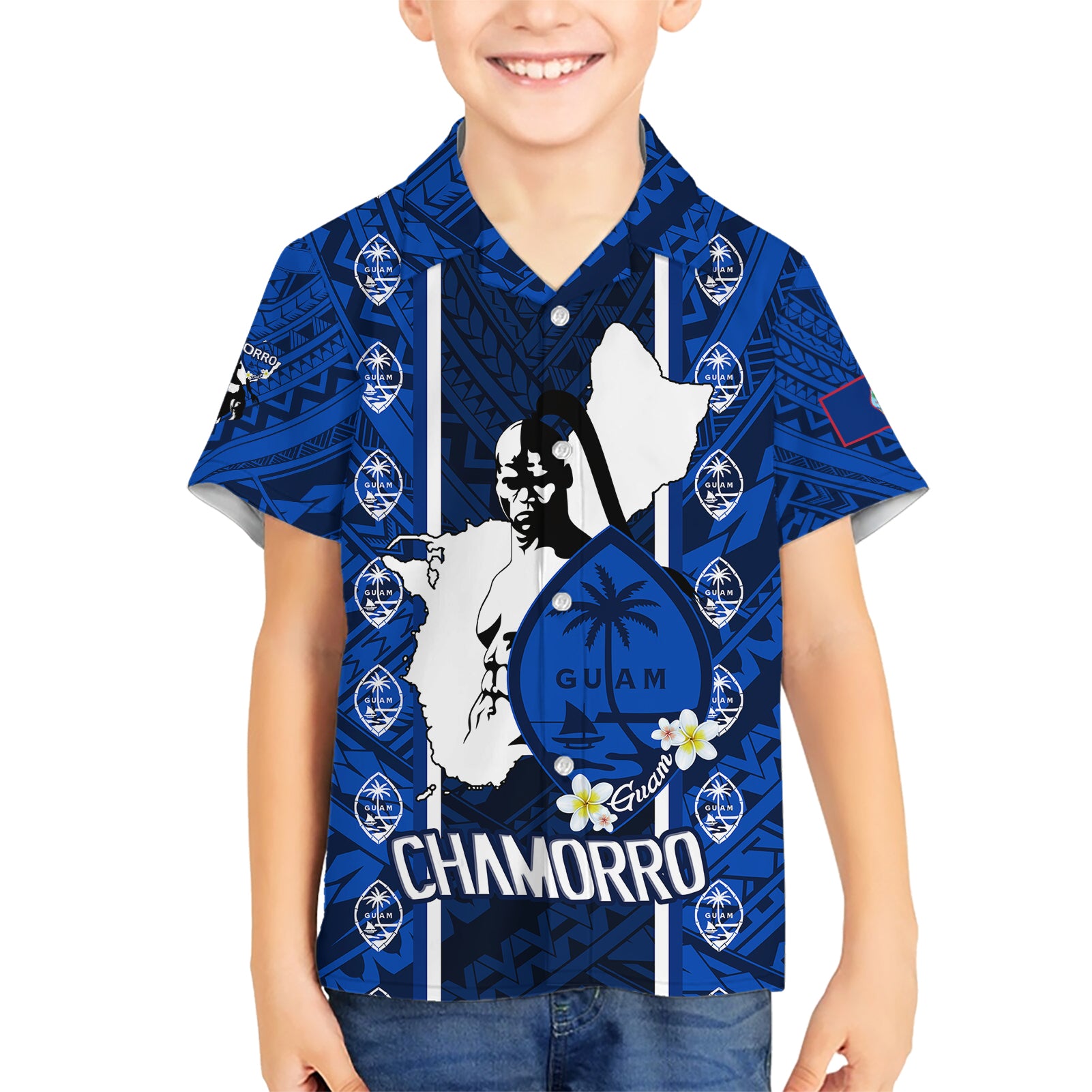 guam-chamorro-warrior-kid-hawaiian-shirt-traditional-tribal-patterns