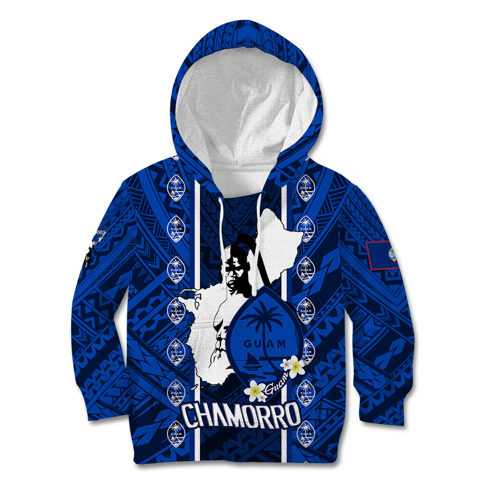 Guam Chamorro Warrior Kid Hoodie Traditional Tribal Patterns DT02 Blue - Polynesian Pride