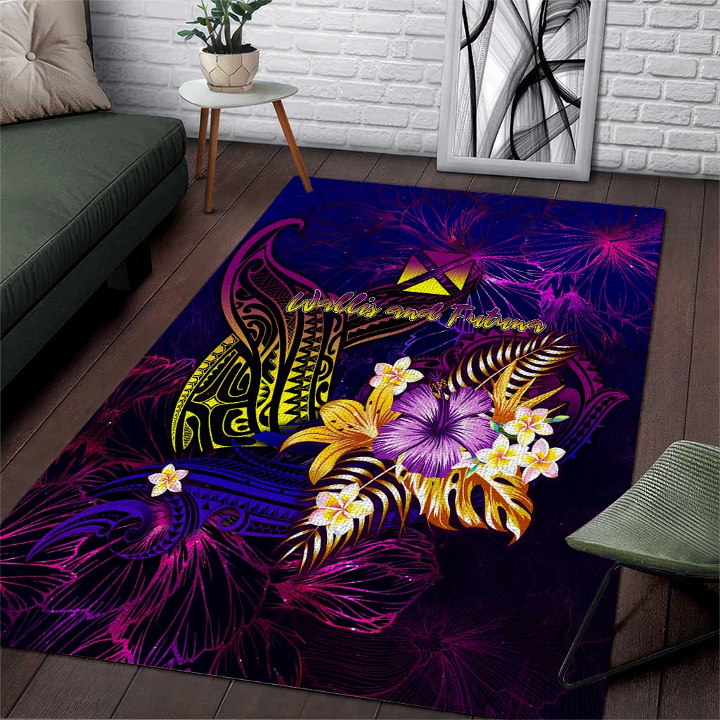 Wallis and Futuna Area Rug Whale Hibiscus Polynesian