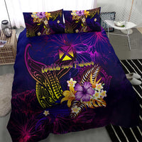 Wallis and Futuna Bedding Set Whale Hibiscus Polynesian