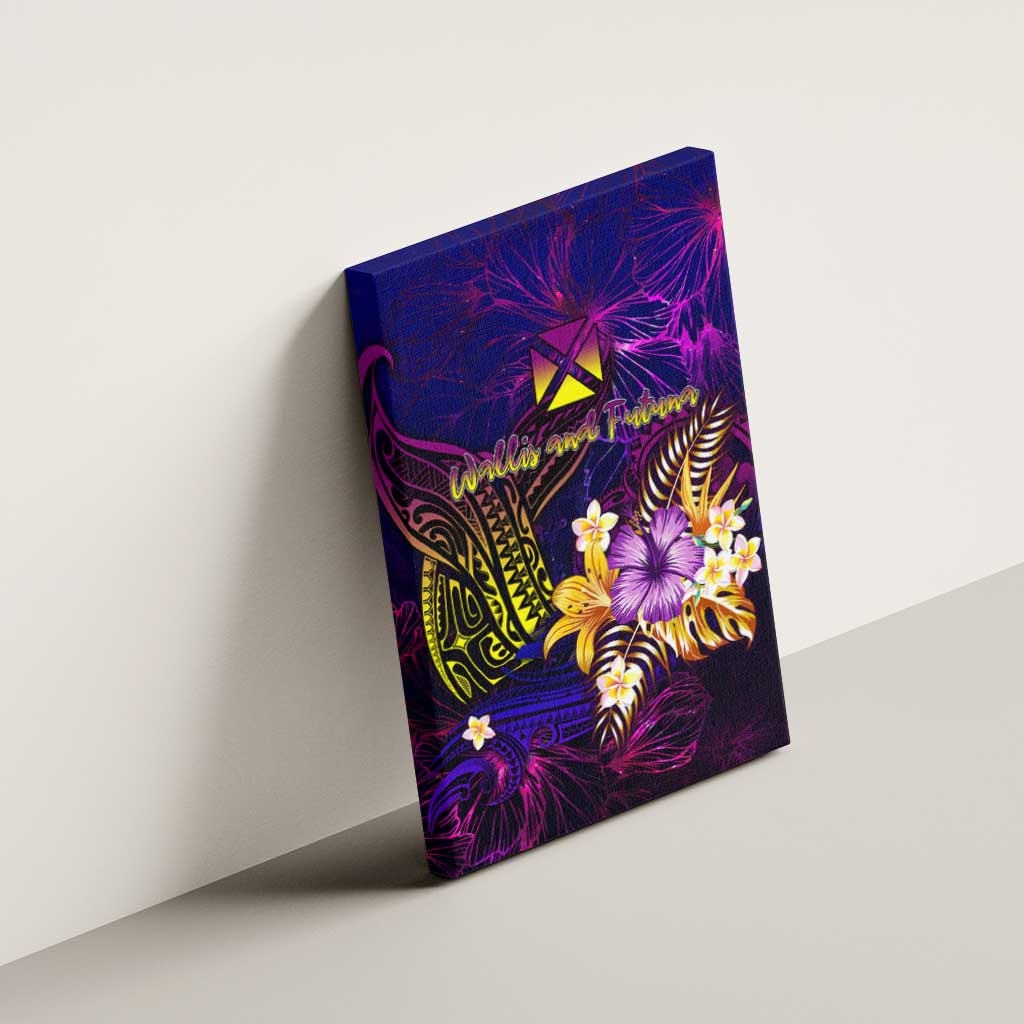 Wallis and Futuna Canvas Wall Art Whale Hibiscus Polynesian