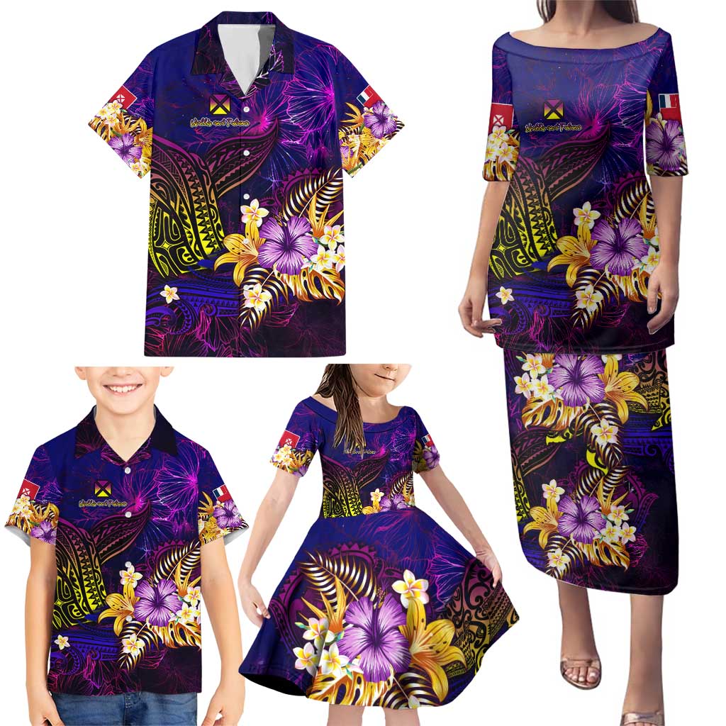 Wallis and Futuna Family Matching Puletasi and Hawaiian Shirt Whale Hibiscus Polynesian