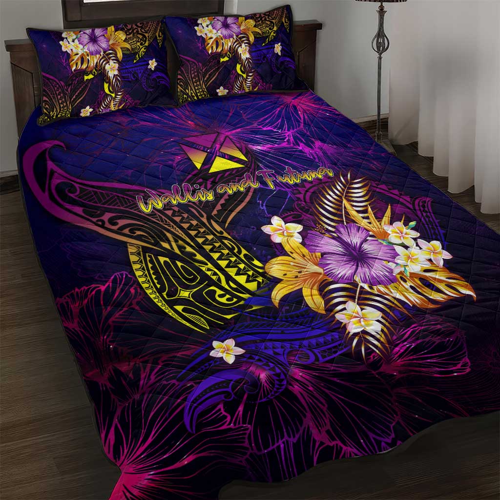 Wallis and Futuna Quilt Bed Set Whale Hibiscus Polynesian