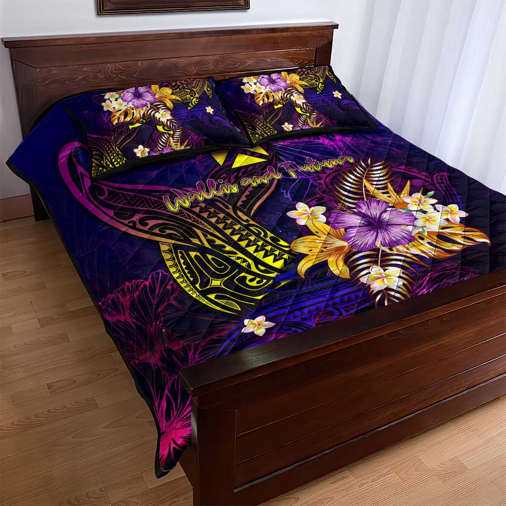 Wallis and Futuna Quilt Bed Set Whale Hibiscus Polynesian