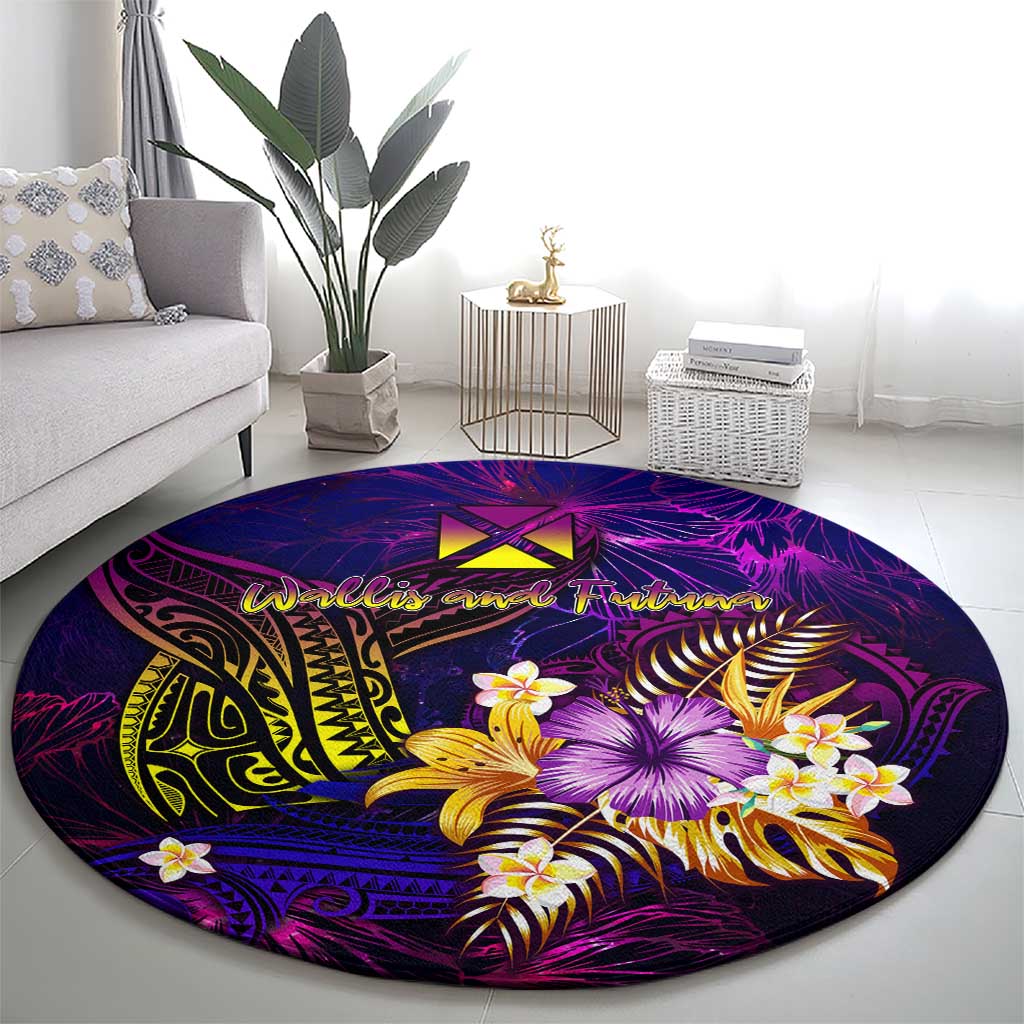Wallis and Futuna Round Carpet Whale Hibiscus Polynesian