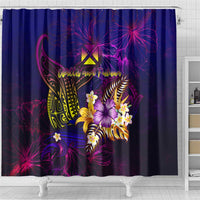 Wallis and Futuna Shower Curtain Whale Hibiscus Polynesian