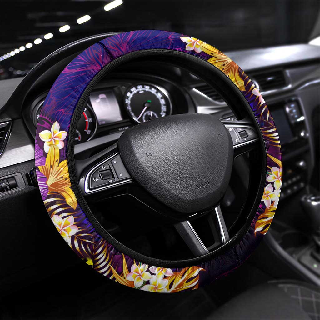 Wallis and Futuna Steering Wheel Cover Whale Hibiscus Polynesian