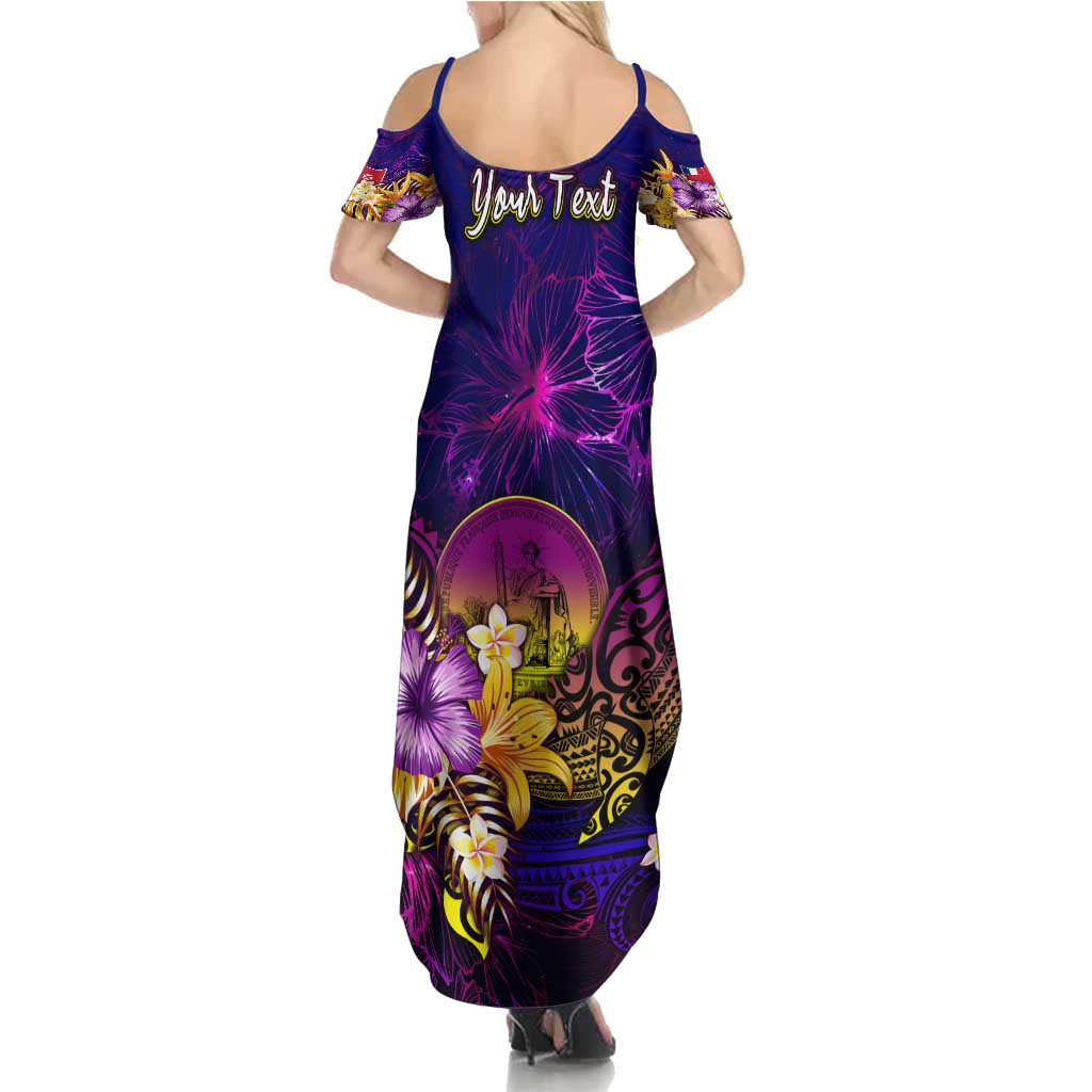 Wallis and Futuna Summer Maxi Dress Whale Hibiscus Polynesian