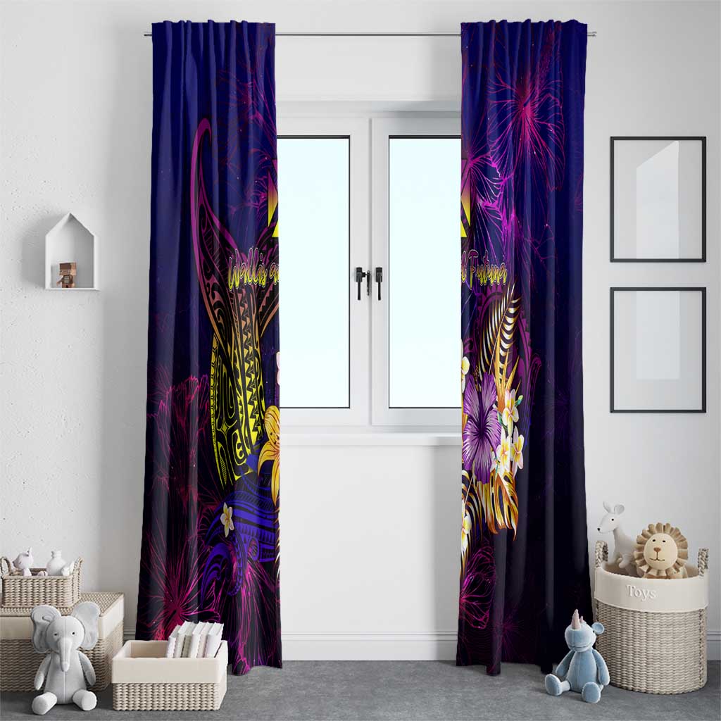 Wallis and Futuna Window Curtain Whale Hibiscus Polynesian