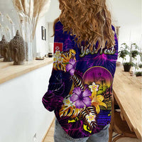 Wallis and Futuna Women Casual Shirt Whale Hibiscus Polynesian