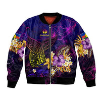 New Caledonia Bomber Jacket Whale Hibiscus Polynesian
