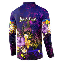 New Caledonia Button Sweatshirt Whale Hibiscus Polynesian