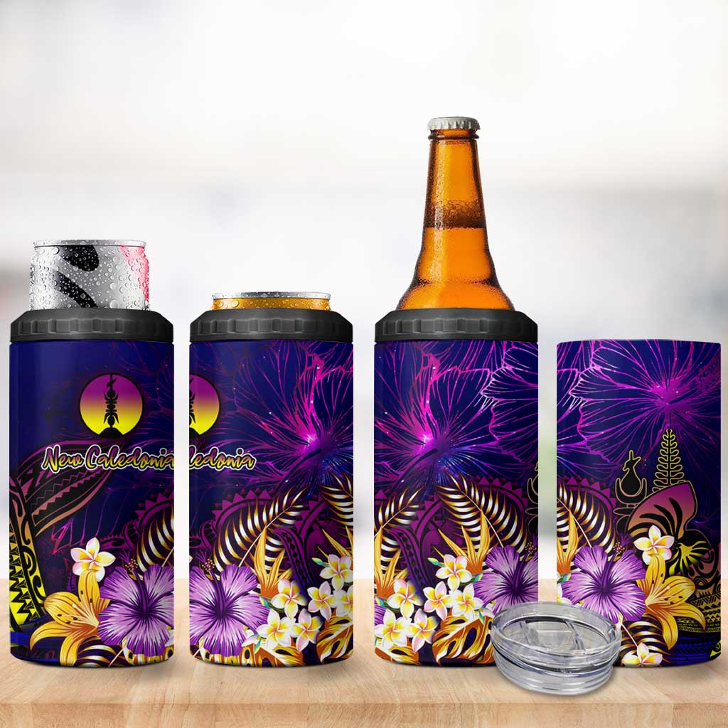 New Caledonia 4 in 1 Can Cooler Tumbler Whale Hibiscus Polynesian