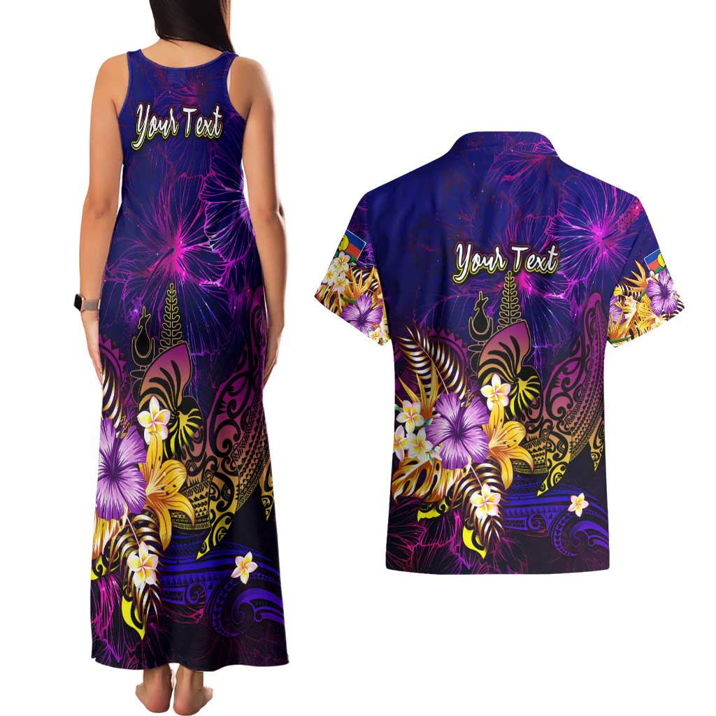 New Caledonia Couples Matching Tank Maxi Dress and Hawaiian Shirt Whale Hibiscus Polynesian