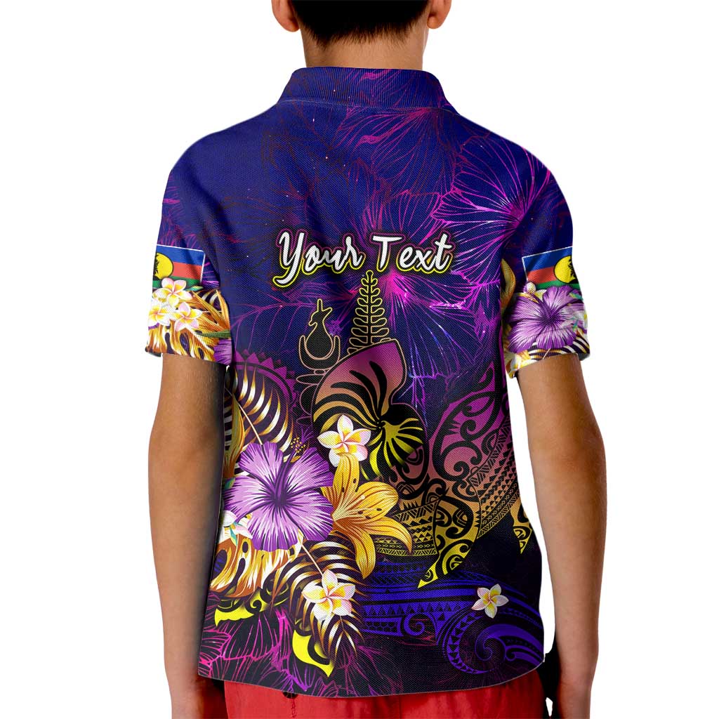 New Caledonia Kid Polo Shirt Whale Hibiscus Polynesian