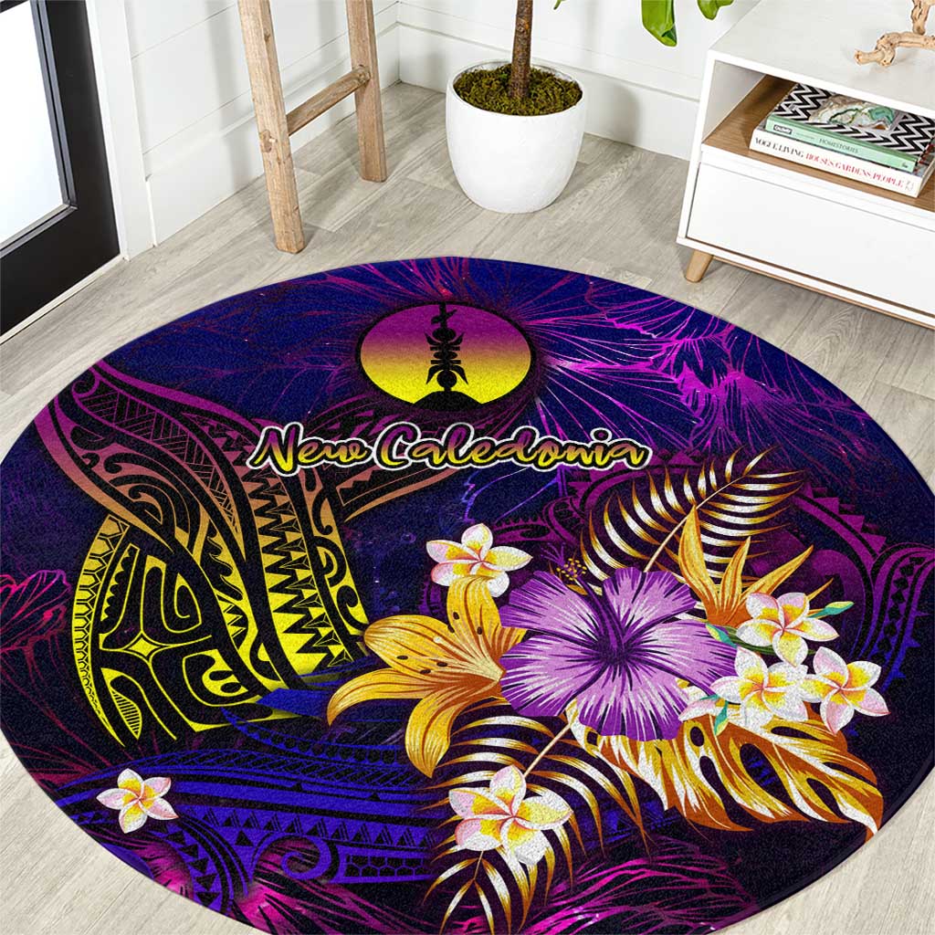 New Caledonia Round Carpet Whale Hibiscus Polynesian
