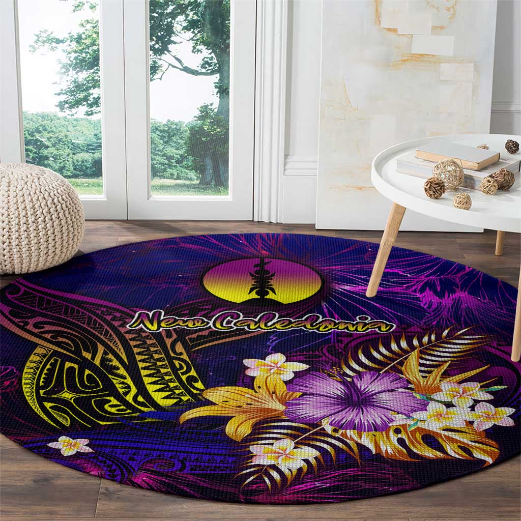 New Caledonia Round Carpet Whale Hibiscus Polynesian