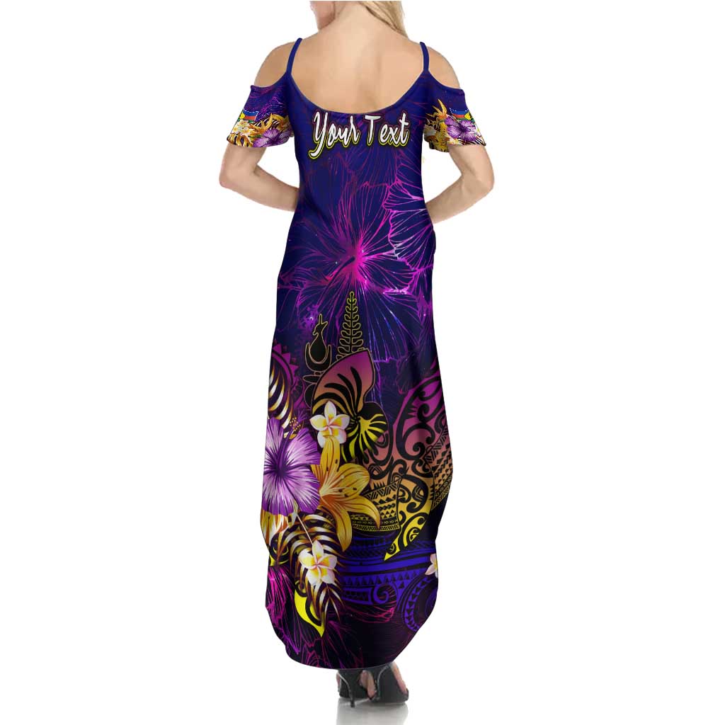 New Caledonia Summer Maxi Dress Whale Hibiscus Polynesian