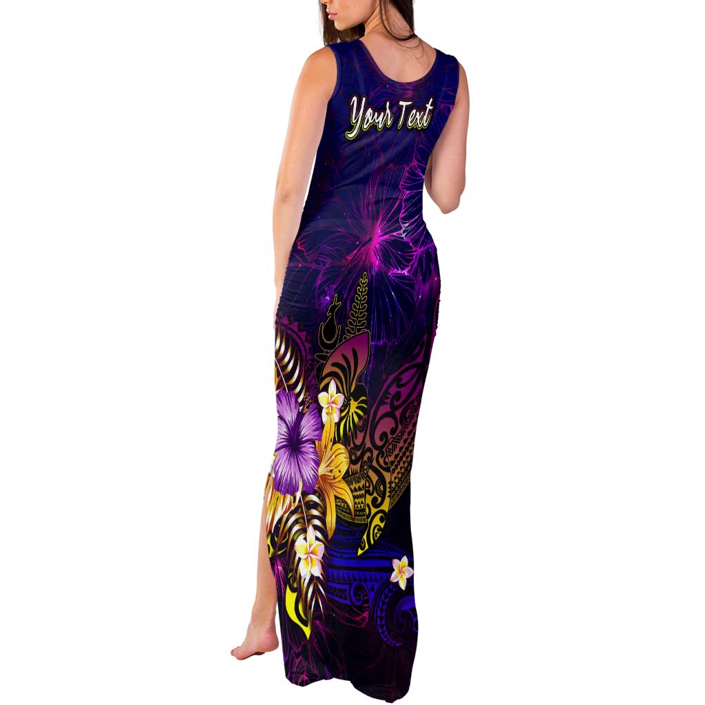 New Caledonia Tank Maxi Dress Whale Hibiscus Polynesian