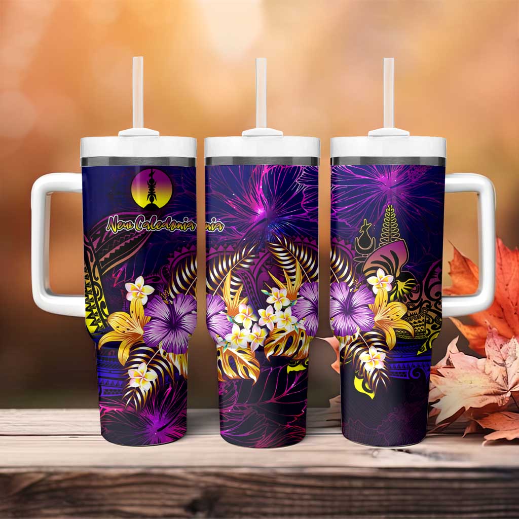 New Caledonia Tumbler With Handle Whale Hibiscus Polynesian