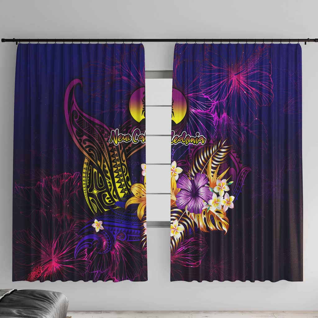 New Caledonia Window Curtain Whale Hibiscus Polynesian