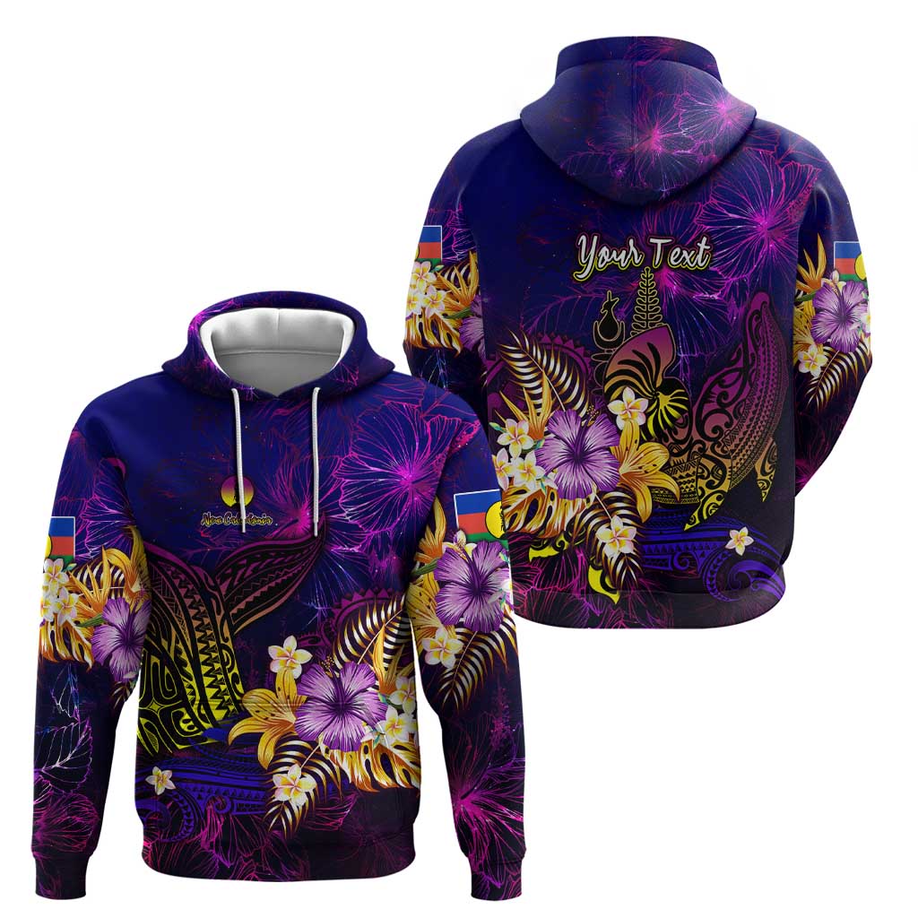 New Caledonia Zip Hoodie Whale Hibiscus Polynesian