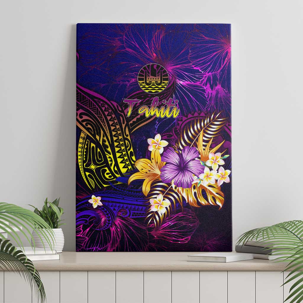Tahiti French Polynesia Canvas Wall Art Whale Hibiscus Polynesian