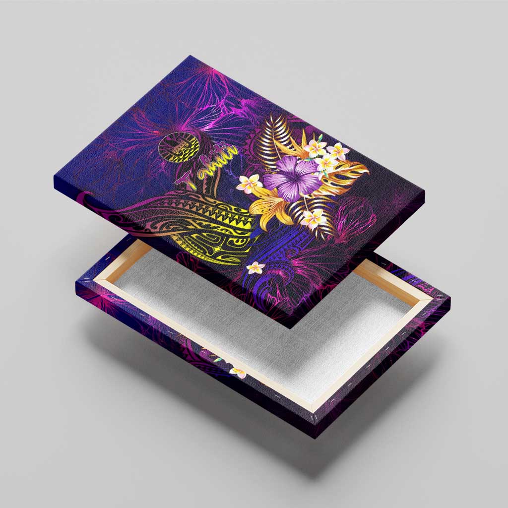 Tahiti French Polynesia Canvas Wall Art Whale Hibiscus Polynesian