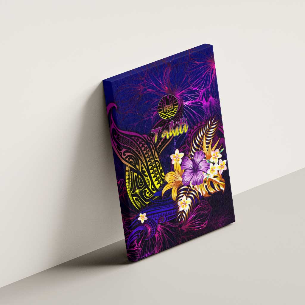 Tahiti French Polynesia Canvas Wall Art Whale Hibiscus Polynesian