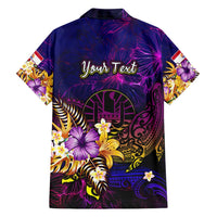 Tahiti French Polynesia Family Matching Off Shoulder Short Dress and Hawaiian Shirt Whale Hibiscus Polynesian DT02 - Polynesian Pride
