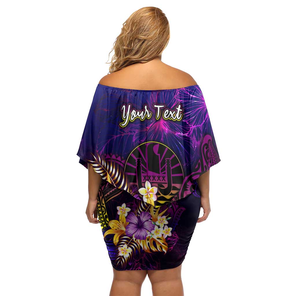 Tahiti French Polynesia Family Matching Off Shoulder Short Dress and Hawaiian Shirt Whale Hibiscus Polynesian DT02 - Polynesian Pride