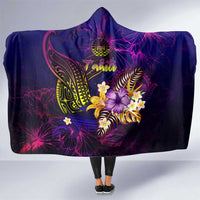 Tahiti French Polynesia Hooded Blanket Whale Hibiscus Polynesian