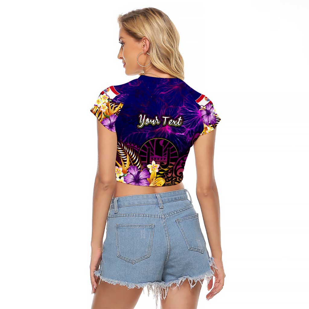 Tahiti French Polynesia Raglan Cropped T Shirt Whale Hibiscus Polynesian DT02 - Polynesian Pride