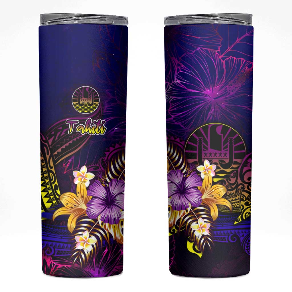 Tahiti French Polynesia Skinny Tumbler Whale Hibiscus Polynesian