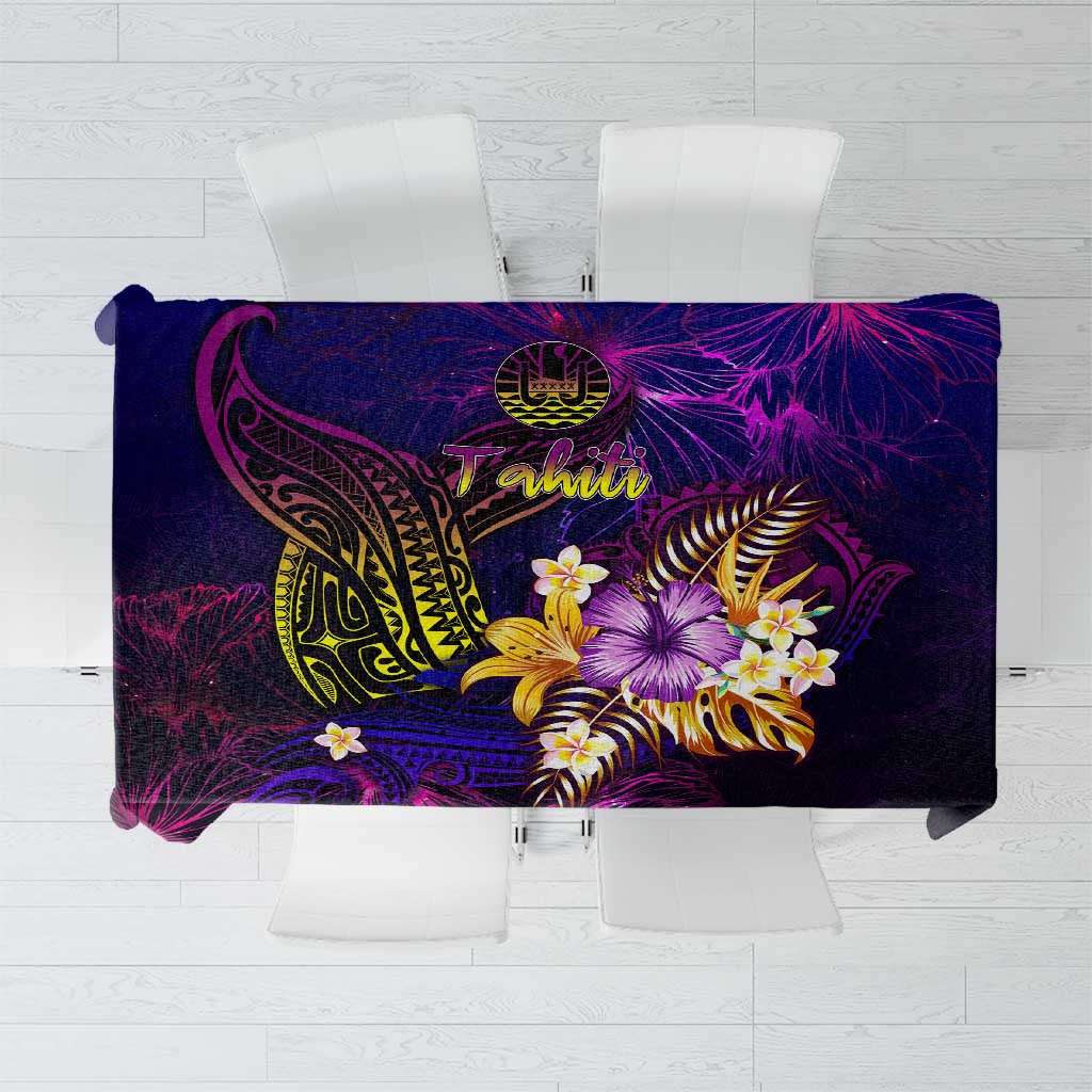 Tahiti French Polynesia Tablecloth Whale Hibiscus Polynesian