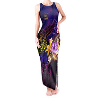 Tahiti French Polynesia Tank Maxi Dress Whale Hibiscus Polynesian