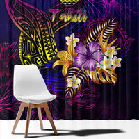 Tahiti French Polynesia Window Curtain Whale Hibiscus Polynesian