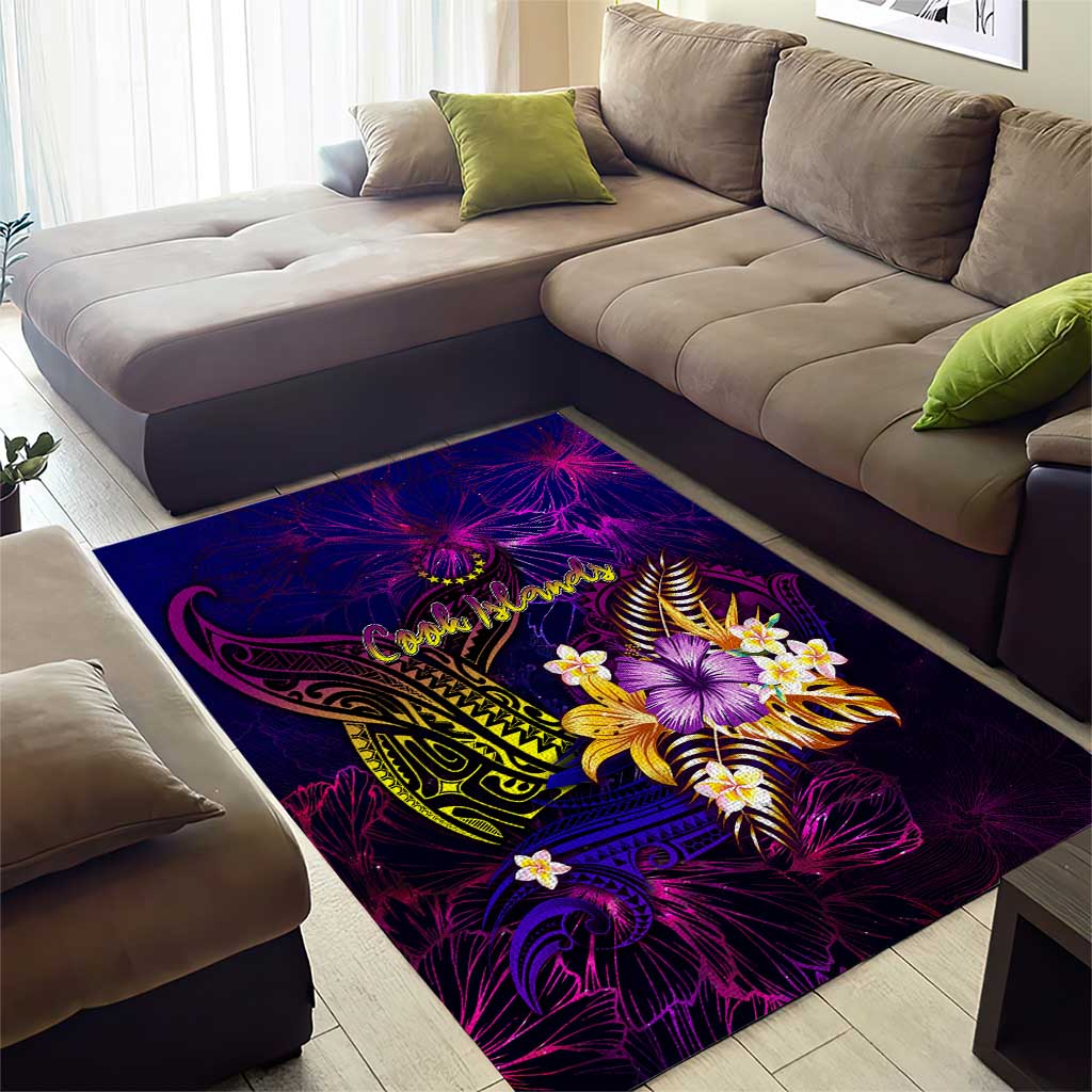 Cook Islands Area Rug Whale Hibiscus Polynesian