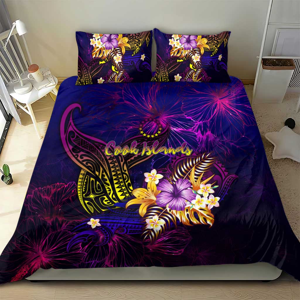 Cook Islands Bedding Set Whale Hibiscus Polynesian