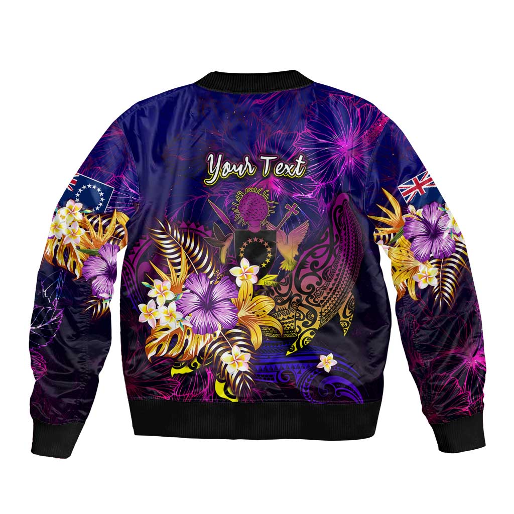 Cook Islands Bomber Jacket Whale Hibiscus Polynesian