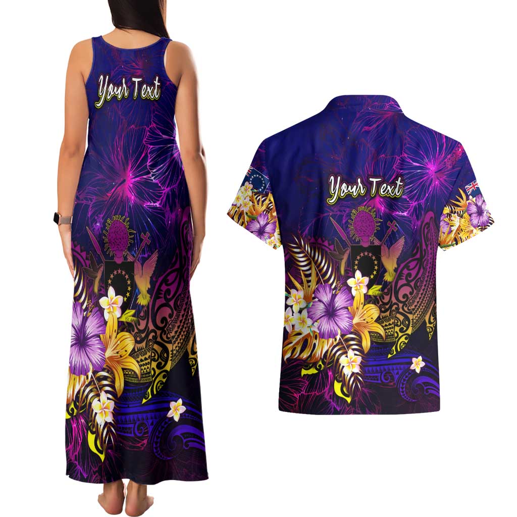 Cook Islands Couples Matching Tank Maxi Dress and Hawaiian Shirt Whale Hibiscus Polynesian