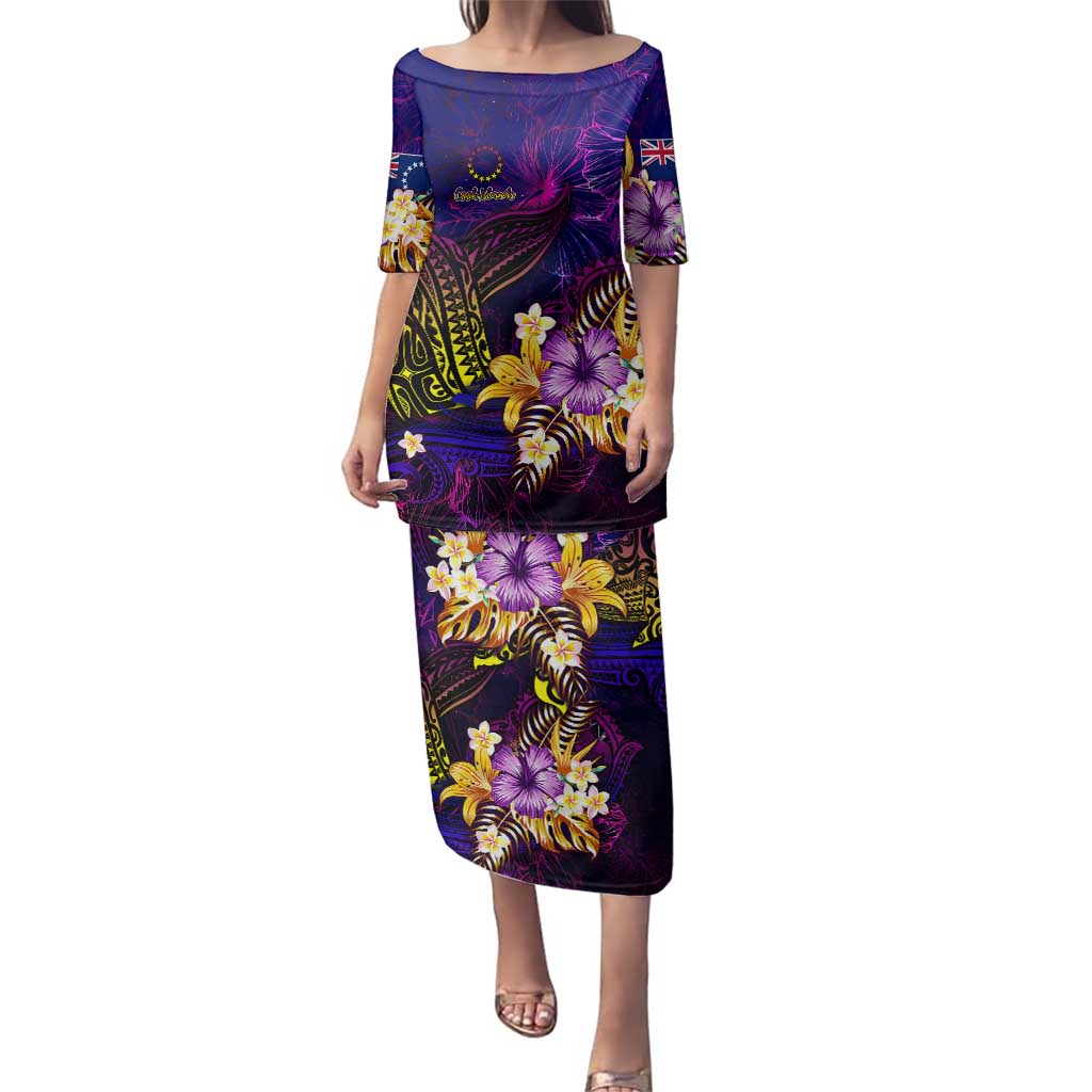 Cook Islands Family Matching Puletasi and Hawaiian Shirt Whale Hibiscus Polynesian