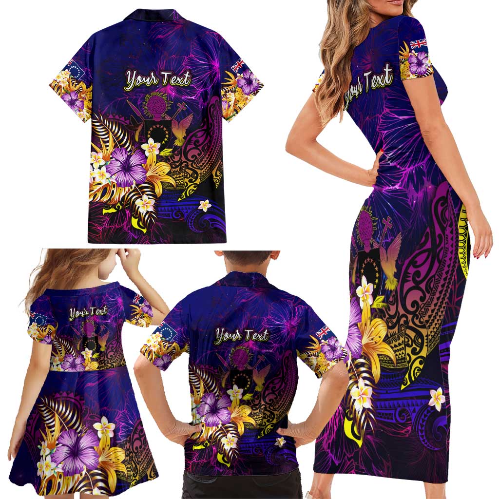 Cook Islands Family Matching Short Sleeve Bodycon Dress and Hawaiian Shirt Whale Hibiscus Polynesian