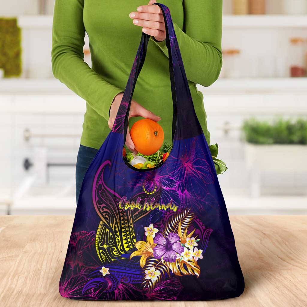 Cook Islands Grocery Bag Whale Hibiscus Polynesian