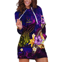 Cook Islands Hoodie Dress Whale Hibiscus Polynesian